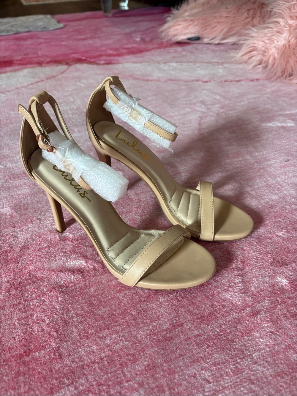 Brand new Lulu's Nude Ankle-Strap Stiletto Sandals